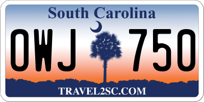 SC license plate OWJ750