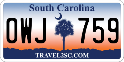 SC license plate OWJ759