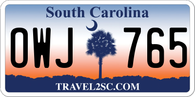 SC license plate OWJ765