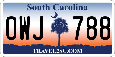 SC license plate OWJ788