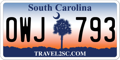 SC license plate OWJ793