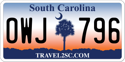 SC license plate OWJ796