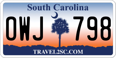SC license plate OWJ798