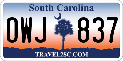 SC license plate OWJ837