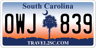 SC license plate OWJ839