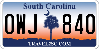 SC license plate OWJ840