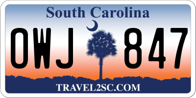 SC license plate OWJ847