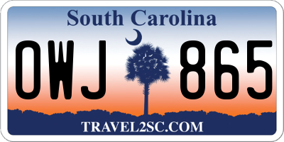 SC license plate OWJ865