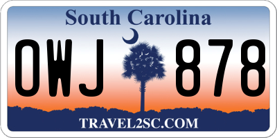 SC license plate OWJ878