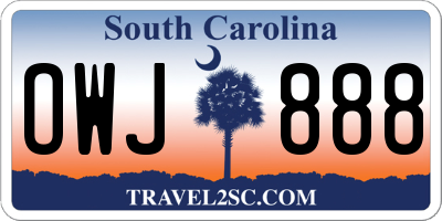 SC license plate OWJ888