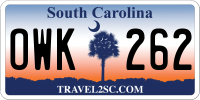 SC license plate OWK262