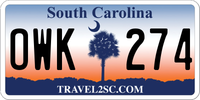 SC license plate OWK274