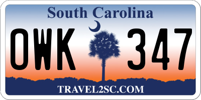 SC license plate OWK347