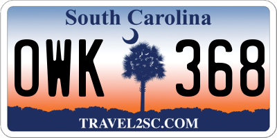 SC license plate OWK368
