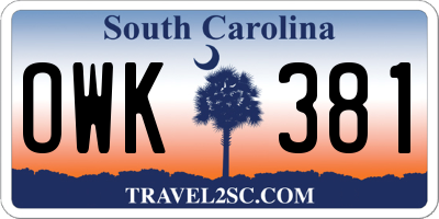 SC license plate OWK381