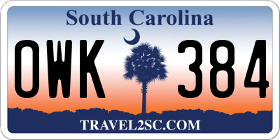 SC license plate OWK384