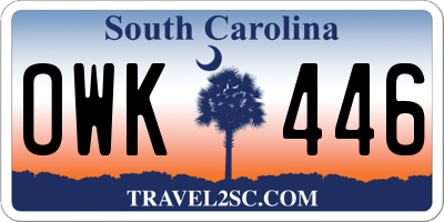 SC license plate OWK446