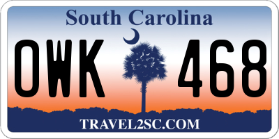 SC license plate OWK468