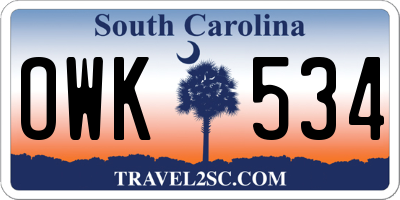 SC license plate OWK534