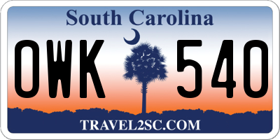 SC license plate OWK540