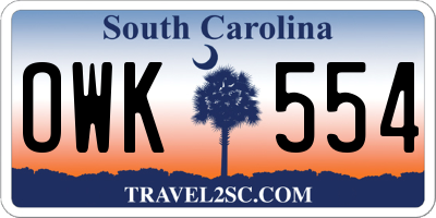 SC license plate OWK554