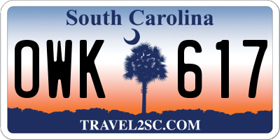 SC license plate OWK617