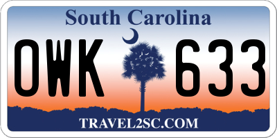 SC license plate OWK633