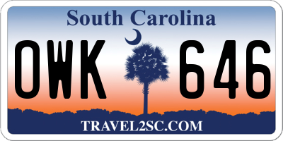 SC license plate OWK646