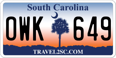 SC license plate OWK649