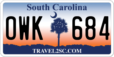 SC license plate OWK684