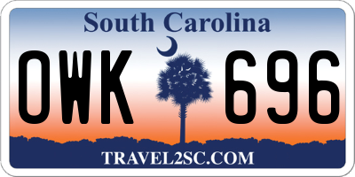 SC license plate OWK696