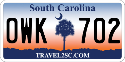 SC license plate OWK702