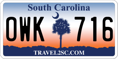 SC license plate OWK716