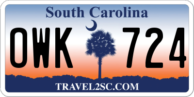 SC license plate OWK724