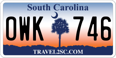 SC license plate OWK746