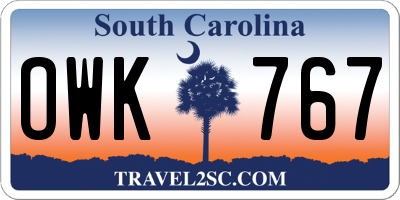 SC license plate OWK767