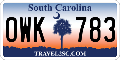 SC license plate OWK783