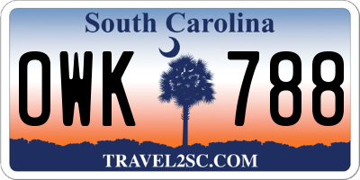 SC license plate OWK788