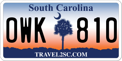 SC license plate OWK810