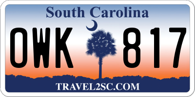 SC license plate OWK817
