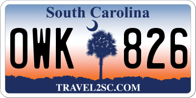 SC license plate OWK826