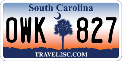 SC license plate OWK827