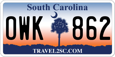 SC license plate OWK862