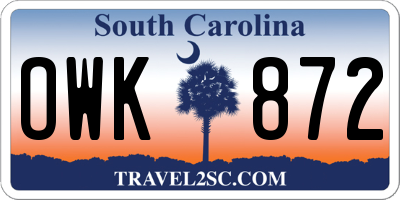 SC license plate OWK872