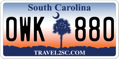 SC license plate OWK880