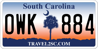 SC license plate OWK884