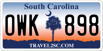 SC license plate OWK898