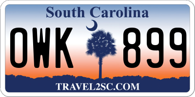 SC license plate OWK899