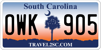SC license plate OWK905
