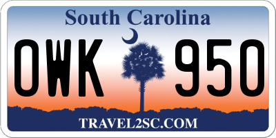 SC license plate OWK950
